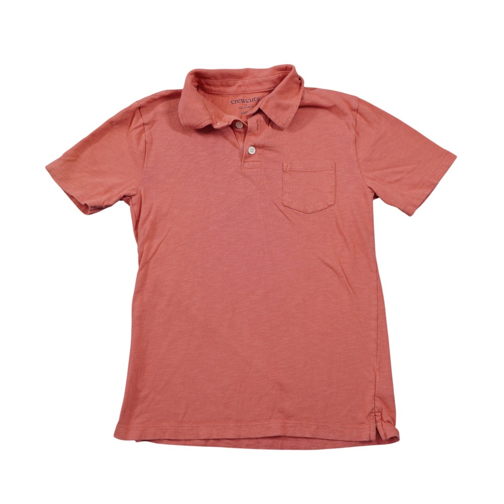 J. Crew Crewcuts Boys Coral Pink Slub Cotton Short Sleeve Pocket‎ Polo Shirt